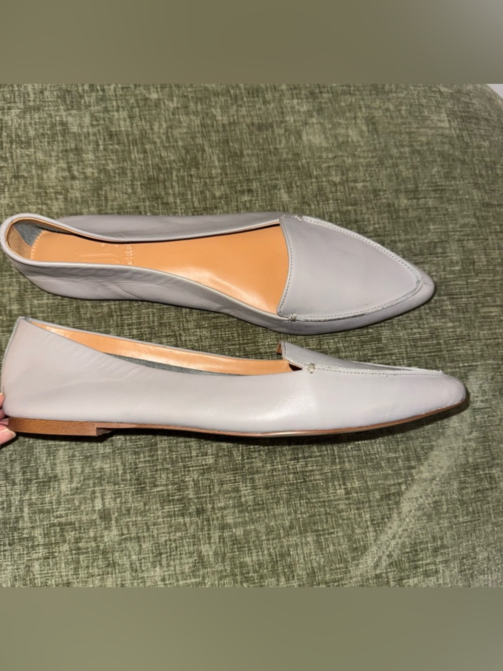 New J. Crew Edie Leather Loafers Gray 9.5